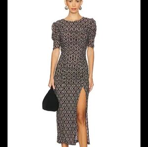 Free People Black Floral Midi Dress